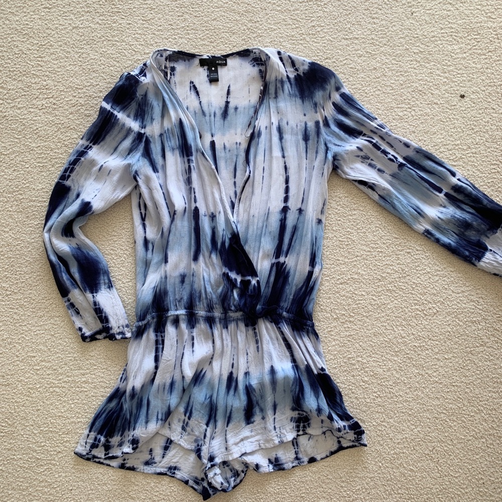 Blue and white romper